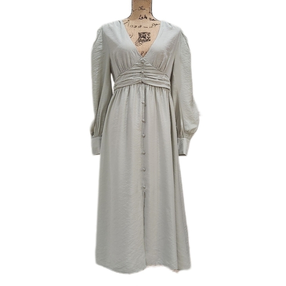 By The River Pleated Soft Mint Silver Striped Dress,US Women's Med (Listing As) - Picture 5 of 13